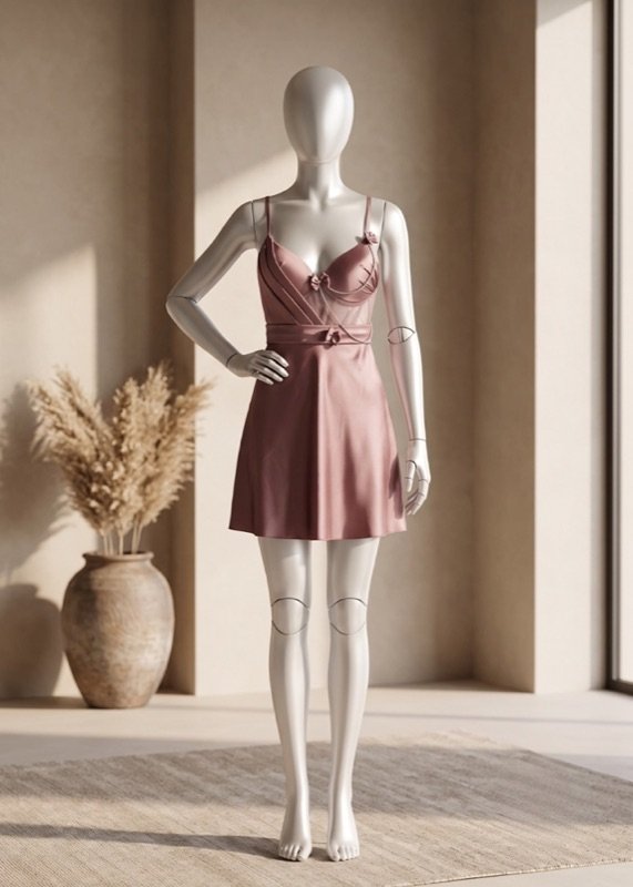 Midnight Satin Charm Babydoll