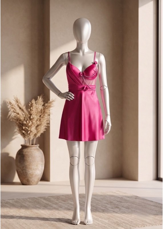 Midnight Satin Charm Babydoll